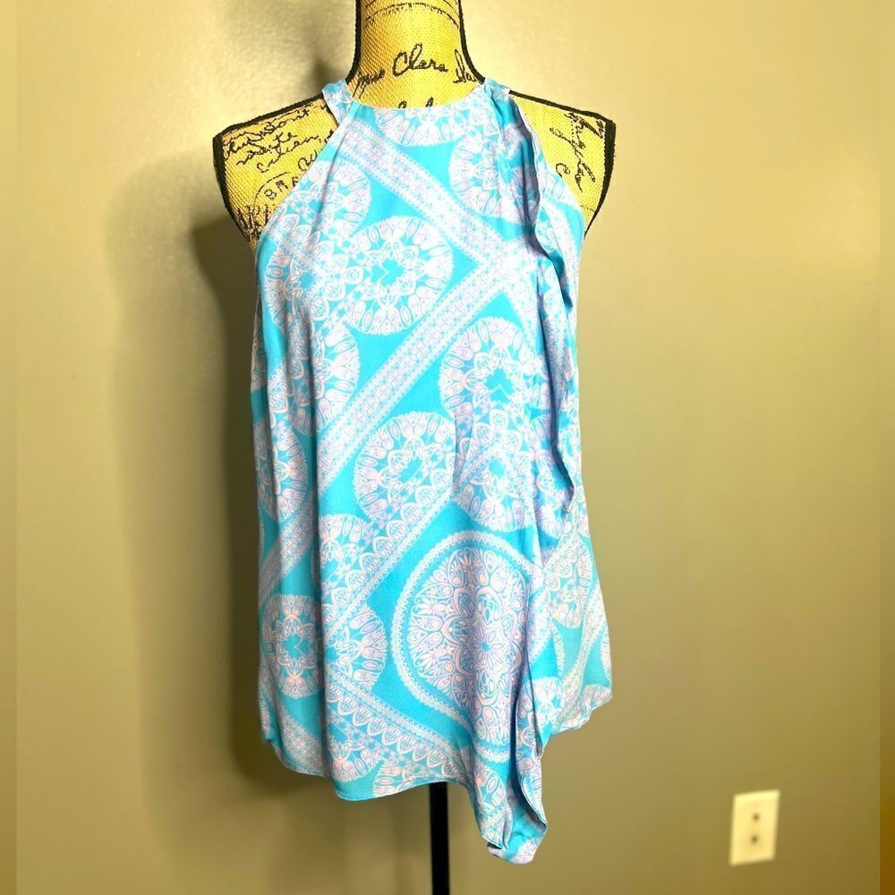 Alice & Trixie blouse paisley halter style  size xs blue pink resort‎ wear